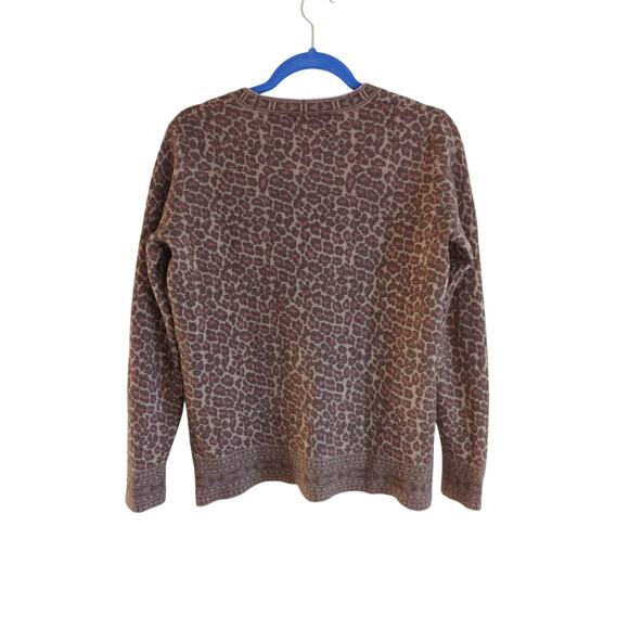 Johnny Was Rita Brown Leopard Print Wool Cashmere Sweater - S - Picture 3 of 5